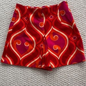 Zara Red and Orange Patterned Skort